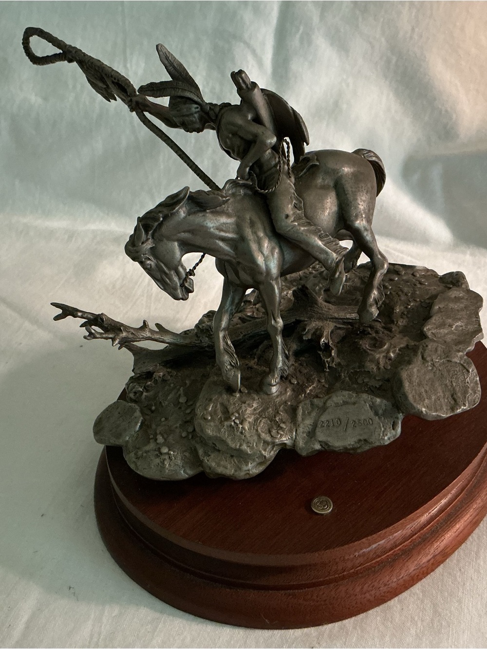 Bronze-Style Cowboy & Horse Sculpture